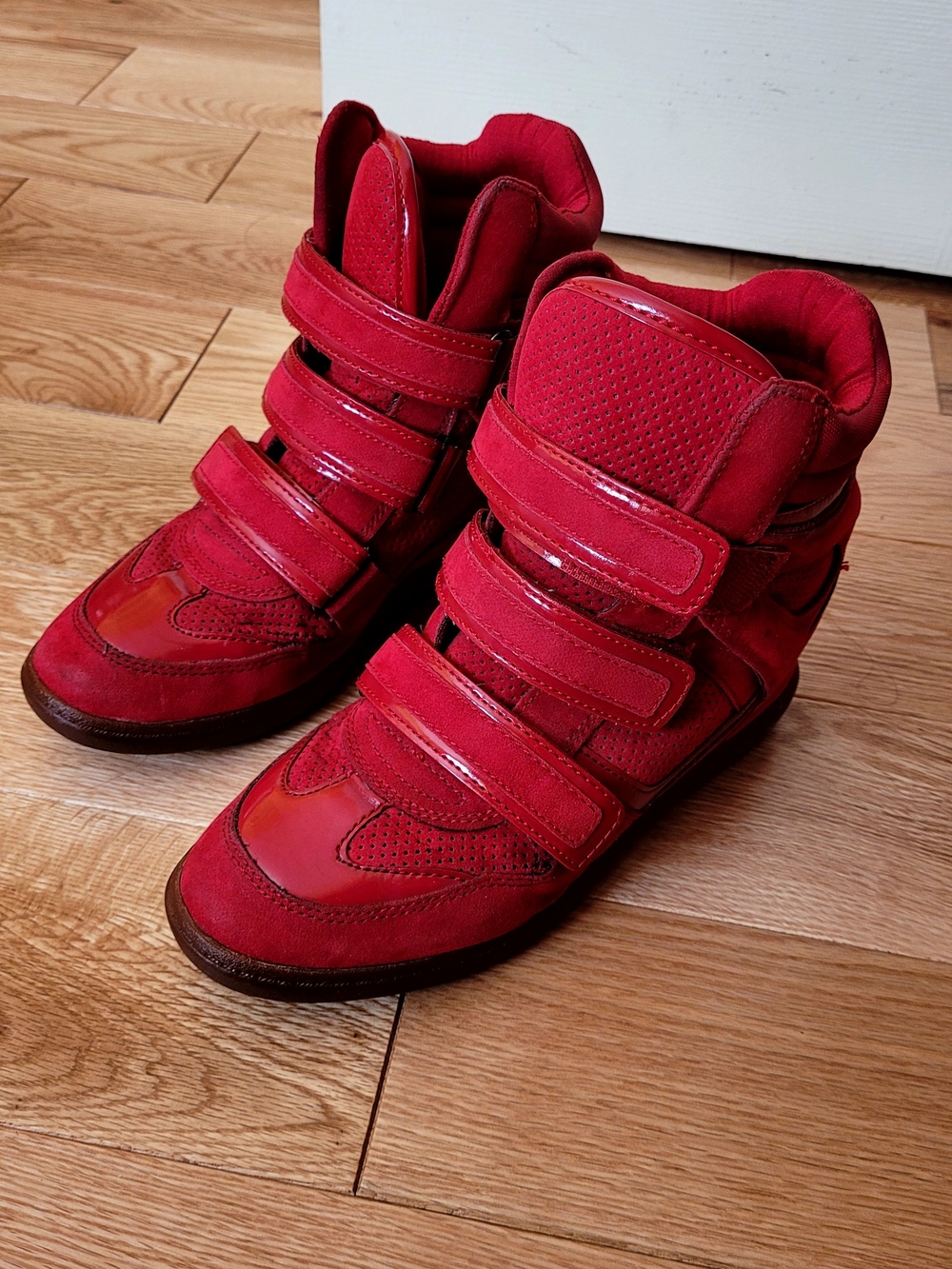 Red Wedge Sneakers